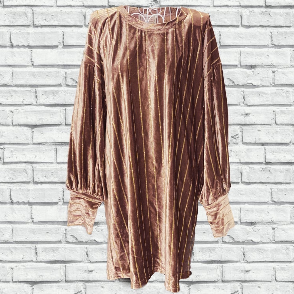Velvet glitter stripped dress 😍
